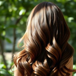 A beautiful girl with big, voluminous hair viewed from the back, showcasing her luscious locks cascading down in waves