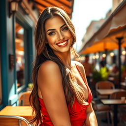 A stunning Spanish woman exuding confidence and allure, with long, flowing hair and captivating eyes