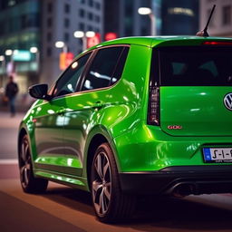 A sleek and modern Volkswagen Gol car, prominently featuring a green and black color scheme