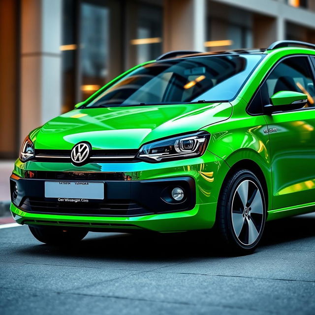 A sleek and modern Volkswagen Gol car, prominently featuring a green and black color scheme