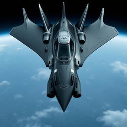A Batman-themed airplane designed with influences from the 1966 Batmobile and the 2015 Batmobile, featuring a robust, modern, and military aesthetic