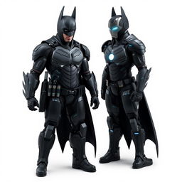 A Batman suit inspired by Iron Man, combining the sleek design of the 1966 Batmobile with elements from the 2015 Batmobile