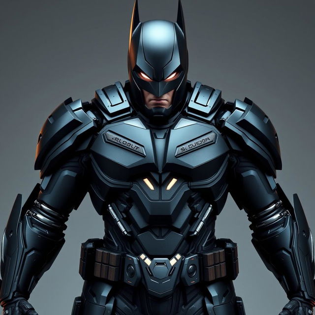 A Batman suit inspired by Iron Man, combining the sleek design of the 1966 Batmobile with elements from the 2015 Batmobile