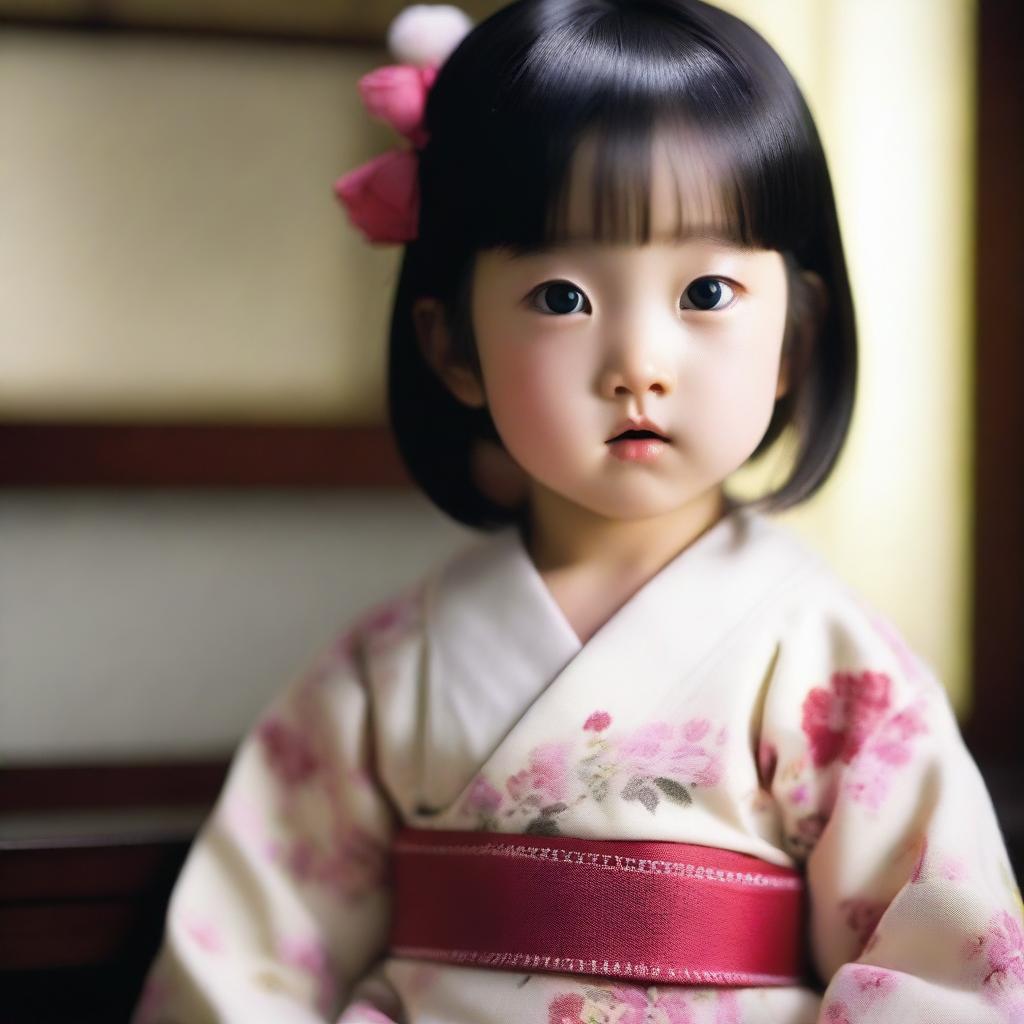 A hyper-realistic portrayal of a sweet, beautiful and incredibly cute Japanese child.