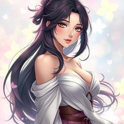 A captivating portrayal of a female character inspired by Hinata, embodying a confident and alluring demeanor