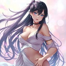 A captivating portrayal of a female character inspired by Hinata, embodying a confident and alluring demeanor