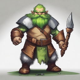 A tan-skinned male dwarf with mossy green hair