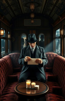 An elegant and suspenseful scene from a classic detective story, inspired by Agatha Christie's 'The Big Four'