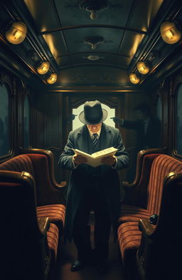 An elegant and suspenseful scene from a classic detective story, inspired by Agatha Christie's 'The Big Four'