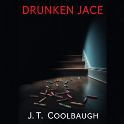 A dark, foreboding staircase at the center of the image for the book cover of 'Drunken Jace