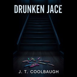 A dark, foreboding staircase at the center of the image for the book cover of 'Drunken Jace