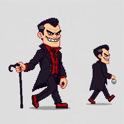 A super pixelated 16-bit sprite art character design of a suave villain with no background