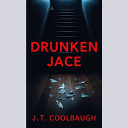 A dark, ominous staircase at the center of the cover for 'Drunken Jace,' with shards of broken glass scattered across the hardwood floor