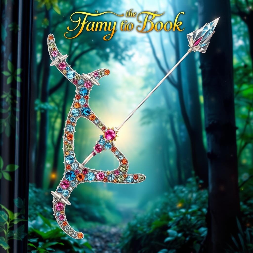 A stunning book cover featuring a bow and arrow made entirely of sparkling crystals