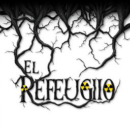 A captivating book cover design for a horror novel titled 'El Refugio', featuring the title in bold, artistic lettering positioned against a stark white background