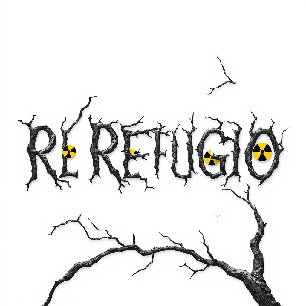 An eerie book cover design for a horror novel titled 'El Refugio', featuring the title in a unique font that resembles gnarled tree branches, fully integrated into the design