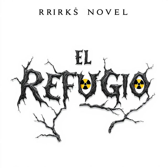 An eerie book cover design for a horror novel titled 'El Refugio', featuring the title in a unique font that resembles gnarled tree branches, fully integrated into the design