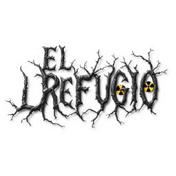 An eerie book cover design for a horror novel titled 'El Refugio', featuring the title in a unique font that resembles gnarled tree branches, fully integrated into the design