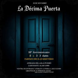 A cinematic poster sized A4 featuring an eerie, old door of an orphanage as the main focus
