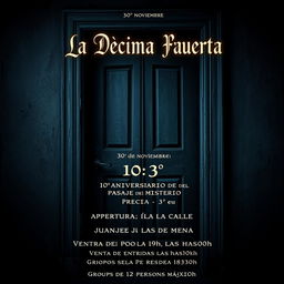 A cinematic poster sized A4 featuring an eerie, old door of an orphanage as the main focus