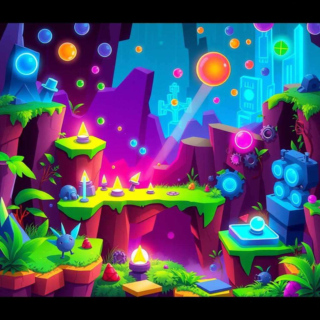 A vibrant and colorful level design inspired by Geometry Dash