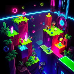 A vibrant and colorful level design inspired by Geometry Dash