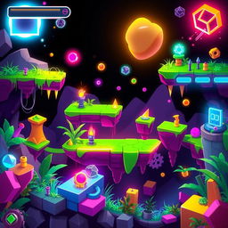 A vibrant and colorful level design inspired by Geometry Dash