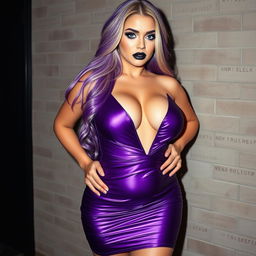 A full-length head to toe image of a 21-year-old beautiful woman with soft round facial features, including round cheeks