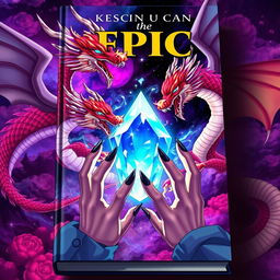 An epic book cover featuring a magical crystal surrounded by soaring Chinese dragons
