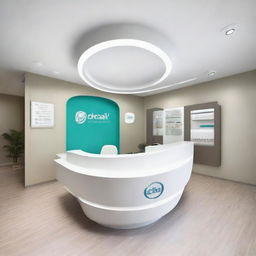 A modern dental center with sleek design and advanced technology, prominently displaying a sign with the name 'Edhak'.