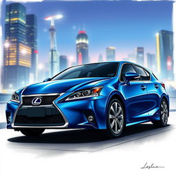 A detailed and realistic drawing of a Lexus CT200h, showcasing its sleek and modern design