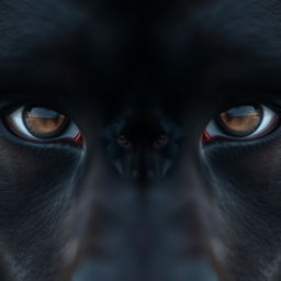 Close-up of a pair of striking black male eyes, showcasing a deep, intense gaze