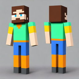 Render a 3D Minecraft character earnestly engaged in mining