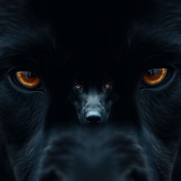 Close-up of a pair of deep black eyes, conveying a strong and mysterious aura
