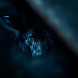 Close-up of a pair of deep black eyes, conveying a strong and mysterious aura