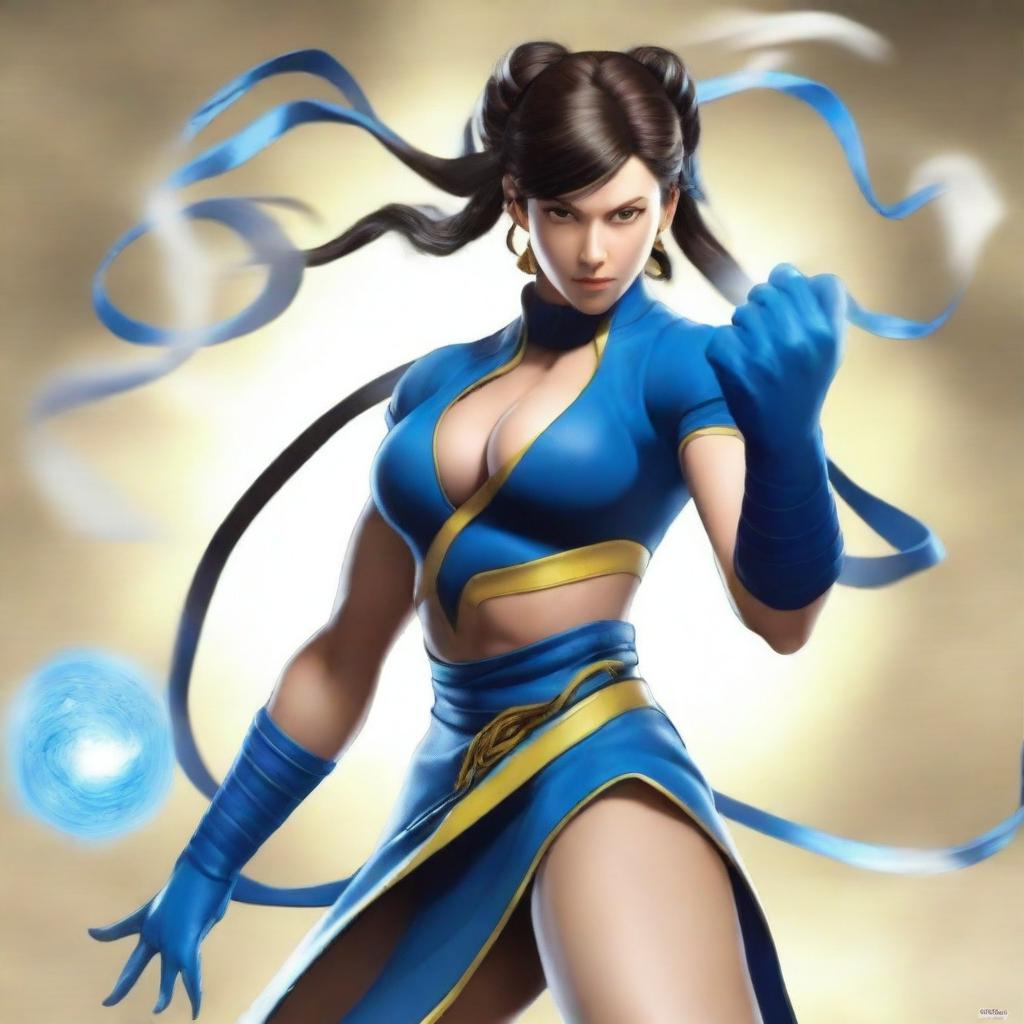 An image of Chun-Li from Street Fighter, masterfully blended with the characteristics of a Symbiote from Marvel, creating a fierce and powerful fusion