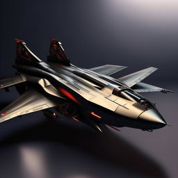 futuristic black fighter jet