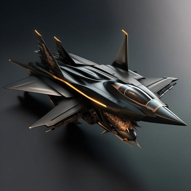 lean dragon-like futuristic black fighter jet