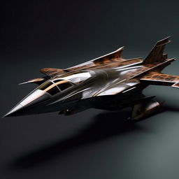 lean leopard-like futuristic black fighter jet