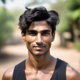 A young, lean, and fair-skinned Indian man.