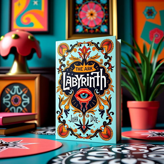 A beautifully designed book cover for 'Labyrinth' by John Doe, featuring clever typography that captures attention, prominently displayed as the feature product