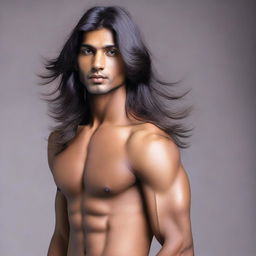 The young, lean Indian man, with fair skin and long, flowing hair.