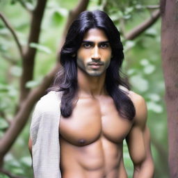 The young, lean Indian man, with fair skin and long, flowing hair.