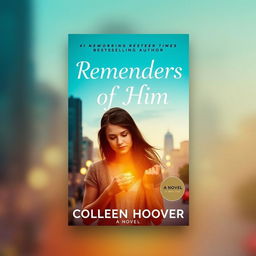 A stunning book cover design for 'Reminders of Him' by Colleen Hoover, featuring the tagline 'A Novel' and showcasing the status of '#1 New York Times Bestselling Author'