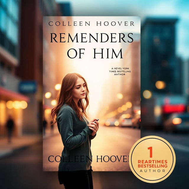 A stunning book cover design for 'Reminders of Him' by Colleen Hoover, featuring the tagline 'A Novel' and showcasing the status of '#1 New York Times Bestselling Author'