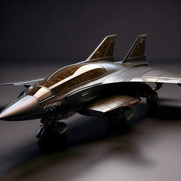 lean leopard-like futuristic black fighter jet