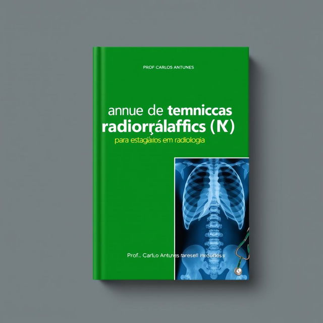 A book cover design for the title 'Manual de técnicas radiográficas (KV) Para estagiários em radiologia' by Prof