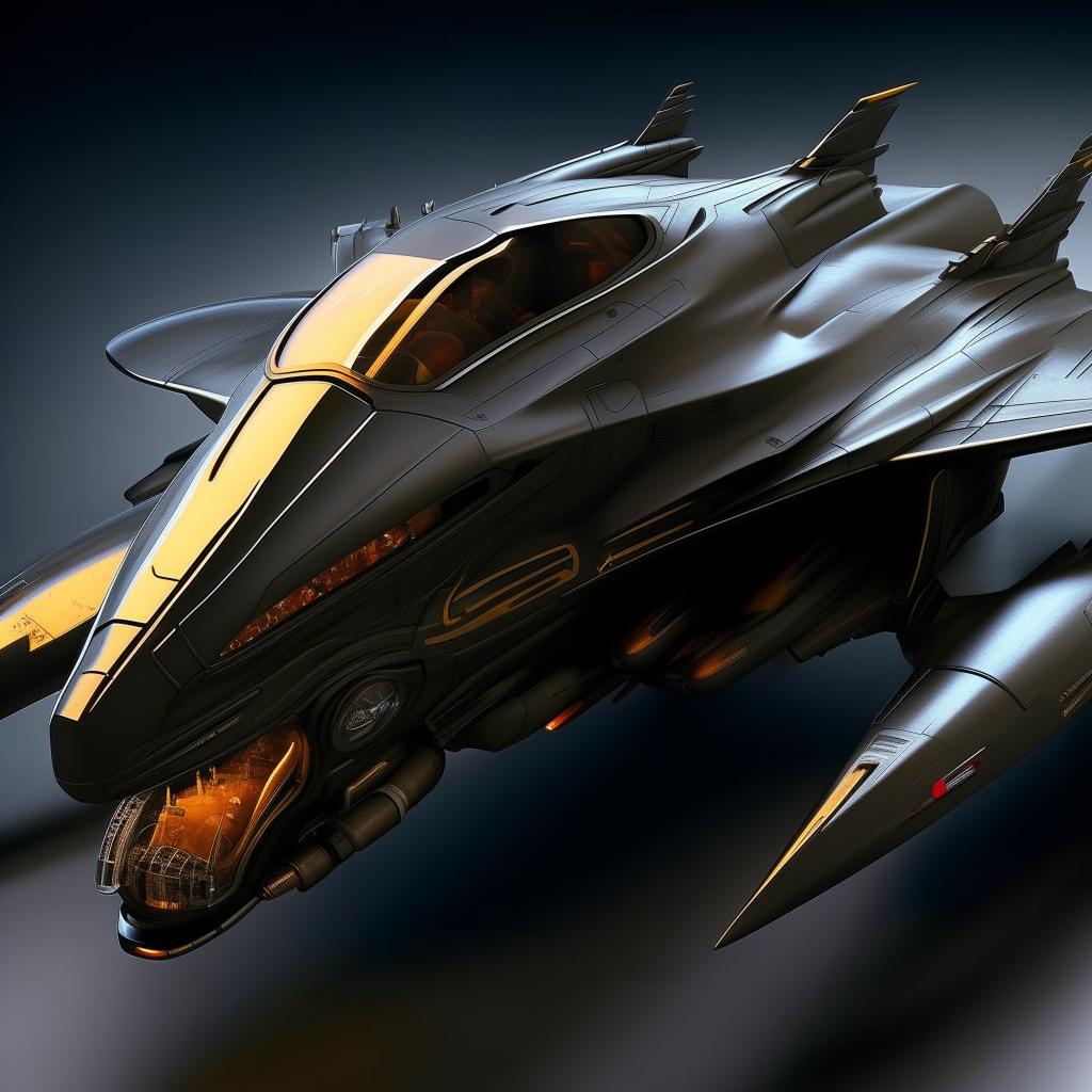 lean leopard-like futuristic black fighter jet