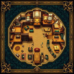 A highly detailed Clue game board depicting a luxurious mansion layout, beautifully showcasing each room such as the kitchen, ballroom, library, study, conservatory, dining room, and hallway, all richly illustrated