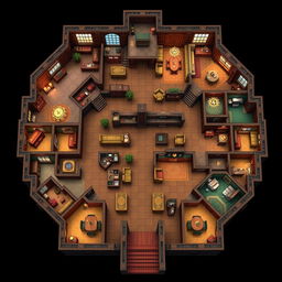 A highly detailed and beautifully illustrated game board depicting a grand mansion layout, featuring numerous rooms such as the foyer, dining room, study, ballroom, kitchen, library, conservatory, and bathrooms